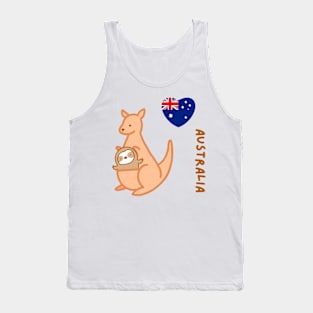 Cute I Love Australia Kangaroo Sloth Tank Top